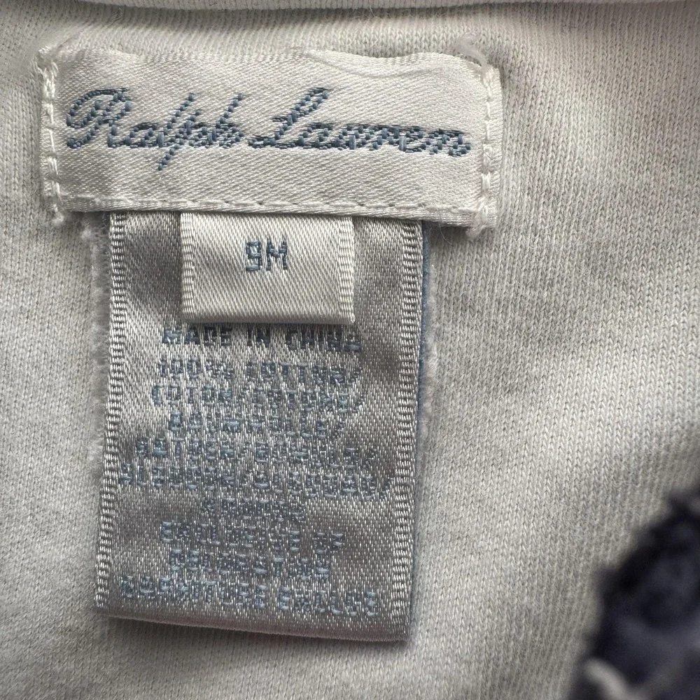 Polo Ralph Lauren Romper Boys 6-9 Months White Football Pennant One-Piece